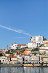 Panoramic landscape view on the old town with Douro river in Portugal
