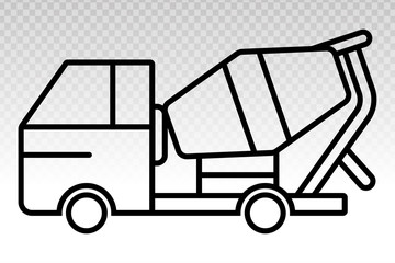 concrete cement mixer truck flat icon on a transparent background