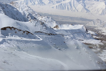 snow covered ghat in  mountains
