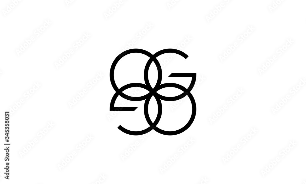 Poster initial o and g with link connection logo design concept