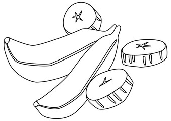 トロピカルフルーツ　バナナ　線画