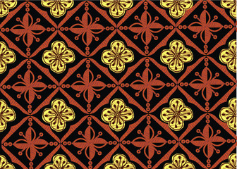 Indonesian batik motifs with very distinctive plant patterns,Vector