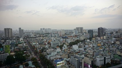 skyline of ho chi minh city at dusk