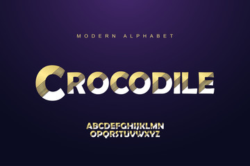 Elegant silver and gold alphabet font with sliced style