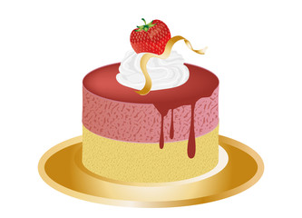 kleines Erdbeeren Törtchen mit Sahne und Blattgold