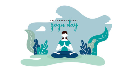 Obraz na płótnie Canvas International yoga day flat illustration vector
