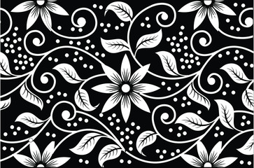 Indonesian batik motifs with very distinctive plant patterns,Vector