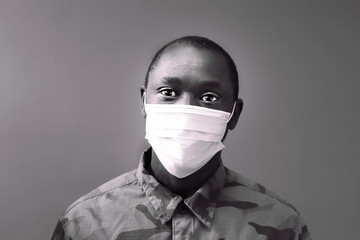 Black man with Face Mask, Casual Clothing