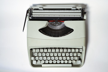 Closeup of old typewriter with dirty keys