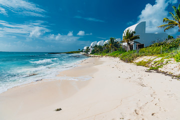 luxury and palm trees on the white sand tropical island of Anguilla