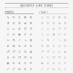 business minimal line icons on bold and thin line concept