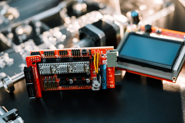 Parts for assembly cnc machine. Display and arduino board for controlling the machine..