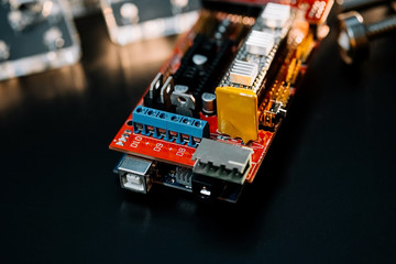 Parts for assembly cnc machine. arduino board for controlling the machine.