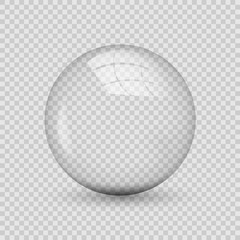 Translucent sphere with shadow on transparent background. Vector illustration.