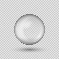 Fototapeta na wymiar Translucent sphere with shadow on transparent background. Vector illustration.