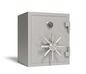 The metal safe isolated on a white background. Security storage. Keeping money. 3d rendering