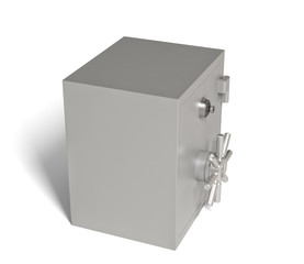 The metal safe isolated on a white background. Security storage. Keeping money. 3d rendering