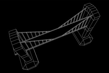 Fototapeta na wymiar Bridge connection structure. Wireframe low poly mesh vector illustration.
