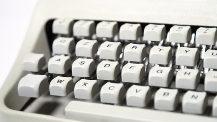 Closeup of old typewriter with dirty keys