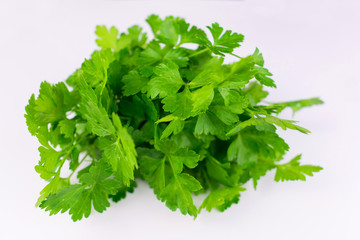 
Fresh parsley isolated on a white background.
Close-up.