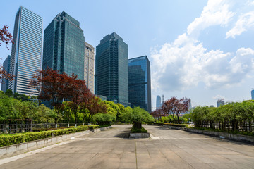 Fototapeta na wymiar Empty floors and office buildings in financial center, Chongqing, China