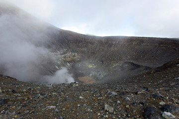 Volcano crater in activity in north sulawesi