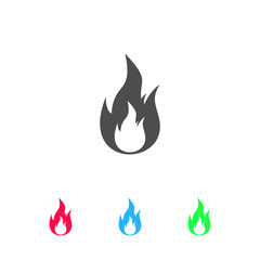 Flame gas fire icon flat