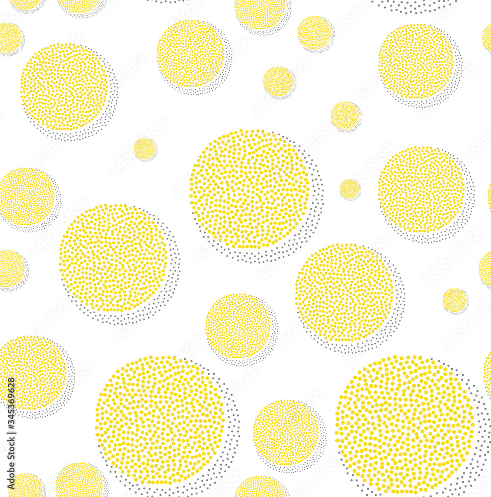 Poster seamless pattern with dotted circles. vector repeating texture. stylish background