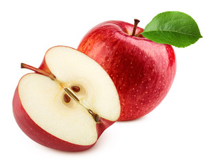 Red apple isolated on white background, clipping path, full depth of field