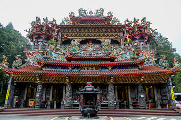 Naklejka premium Alishan national park ; Taiwan-October 14,2018:The Alishan Shouzhen temple is beautiful temple in Alishan national park in Taiwan