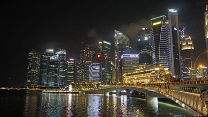 skyline of singapore city at night