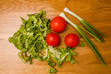 Vegetables on table for salade 