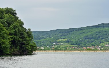 lake reflection water forest summer fields harvest