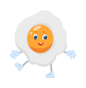 Breakfast egg character. Cute food vector character logo. Cartoon isolated illustration smile egg