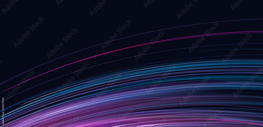 Poster abstract design element of blue and purple lines on the bottom of the screen, spread like light wave