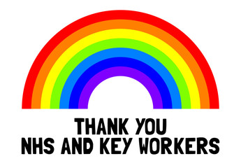 Thank you NHS and key workers rainbow vector