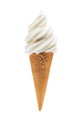 Vanilla ice cream in the crunchy cone