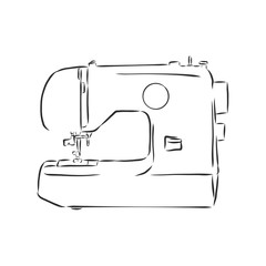 illustration of isolated sewing machine on white background. sewing machine vector sketch illustration