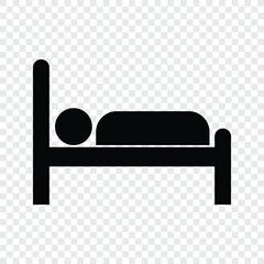 Bed, sleep icon on transparent grid