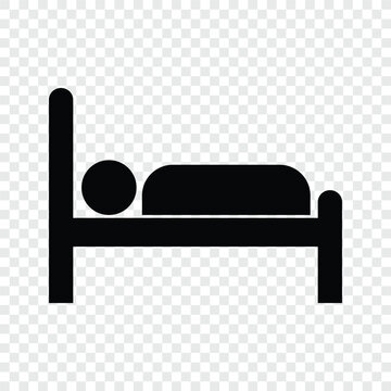Bed, sleep icon on transparent grid
