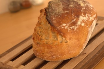 Sourdough bread on wooden table