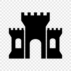 Castle icon on transparent grid