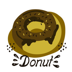 Donut, vector drawing of a handmade sweet dessert on a white isolated background. Donut flat, cartoon for decoration of invitations, cards, menus, banners