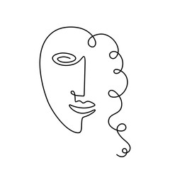 A woman's face and hairstyle drawn with a continuous line in a minimalistic style.