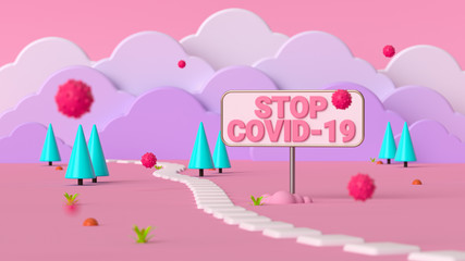 Stop Coronavirus  Disease COVID-19 Abstract 3d Illustration