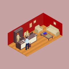 isometric hotel lobby