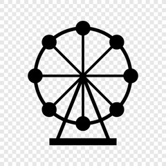 Ferris wheel icon on transparent grid