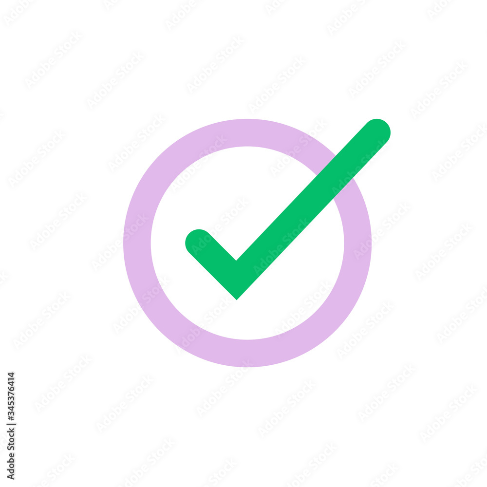 Poster checkmark or tick icon vector symbol line outline art, modern check mark design