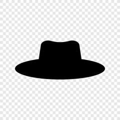 Hat icon vector on transparent grid