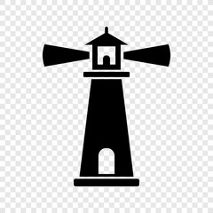 Lighthouse icon on transparent grid